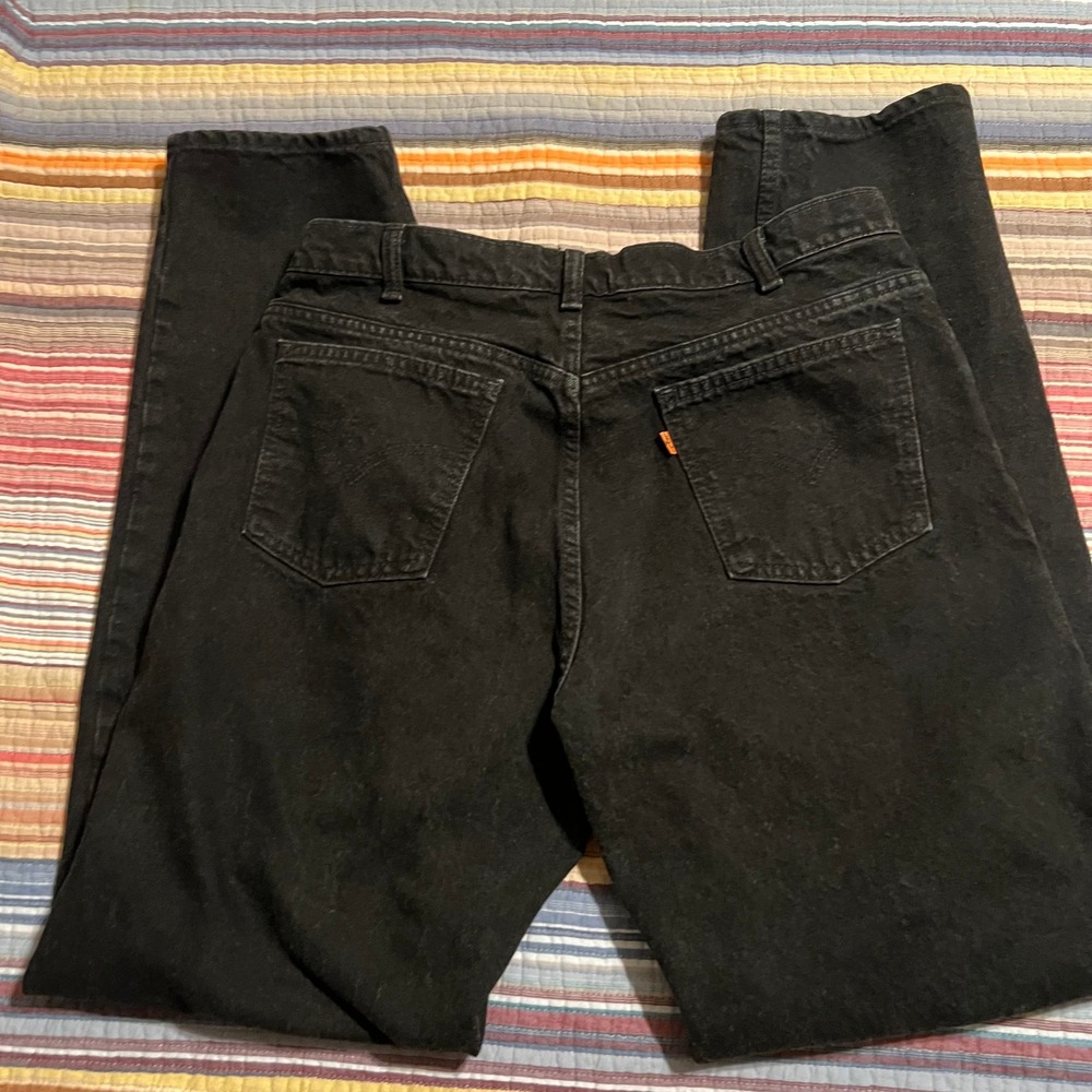 Levi's‎ Vintage 506 Black Jeans Mens Size 36x34 Straight Leg Denim Orange Label
